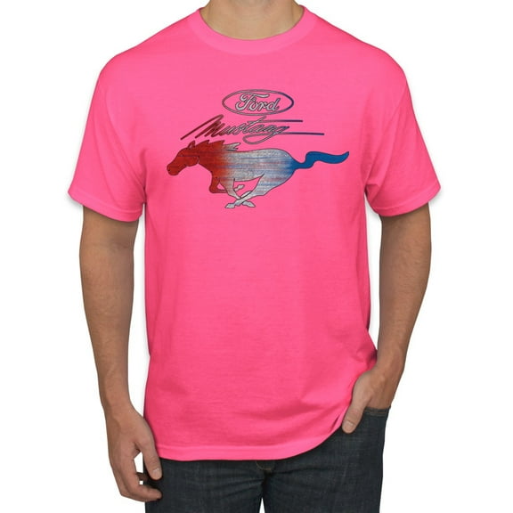 Wild Bobby, Classic Ford Mustang Car Logo, Cars and Trucks, Men's Graphic T-Shirt, Neon Pink, XX-Large