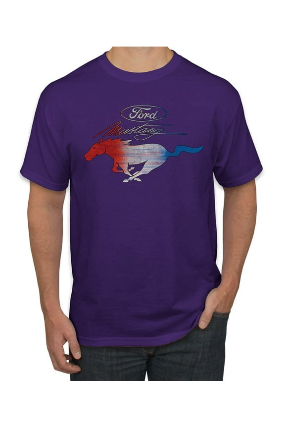 , Classic Ford Mustang Car Logo, Cars and Trucks, Men's Graphic T-Shirt, Purple, Large