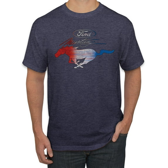 Wild Bobby, Classic Ford Mustang Car Logo, Cars and Trucks, Men's Graphic T-Shirt, Vintage Heather Navy, 5X-Large