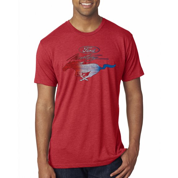 Wild Bobby, Classic Ford Mustang Car Logo, Cars and Trucks, Mens Premium Tri Blend T-Shirt, Vintage Red, Large