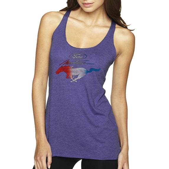 Wild Bobby, Classic Ford Mustang Car Logo, Cars and Trucks, Tri-Blend Racerback Tank Top, Purple Rush, X-Large