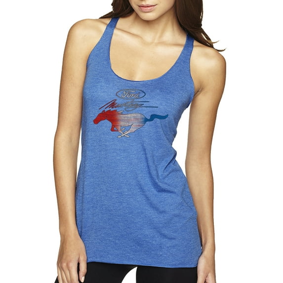Wild Bobby, Classic Ford Mustang Car Logo, Cars and Trucks, Tri-Blend Racerback Tank Top, Vintage Royal, Medium