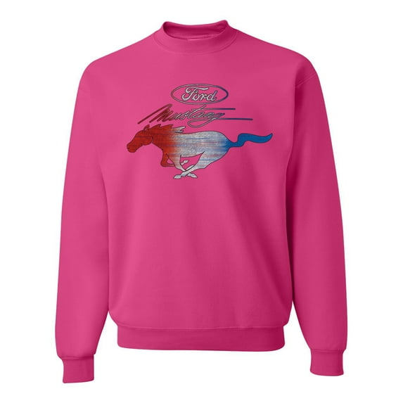 Wild Bobby, Classic Ford Mustang Car Logo, Cars and Trucks, Unisex Crewneck Graphic Sweatshirt, Fuschia, XX-Large