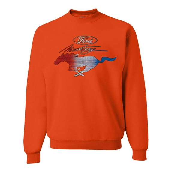 Wild Bobby, Classic Ford Mustang Car Logo, Cars and Trucks, Unisex Crewneck Graphic Sweatshirt, Orange, Small