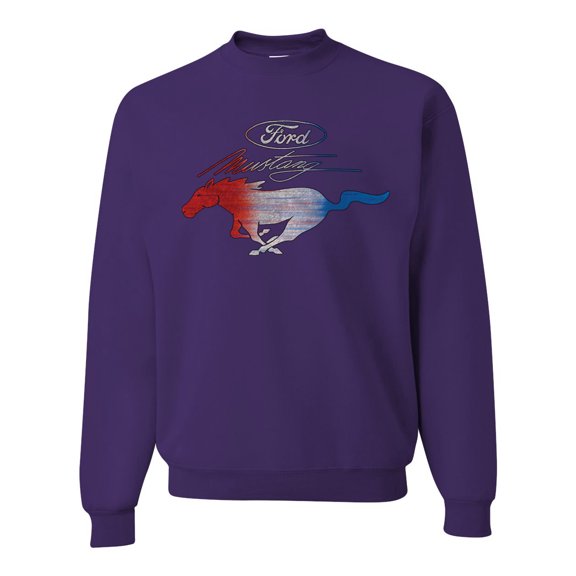 Wild Bobby, Classic Ford Mustang Car Logo, Cars and Trucks, Unisex Crewneck Graphic Sweatshirt, Purple, 3X-Large