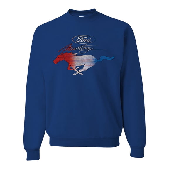Wild Bobby, Classic Ford Mustang Car Logo, Cars and Trucks, Unisex Crewneck Graphic Sweatshirt, Royal, X-Large