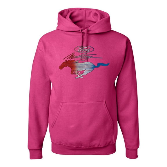 Wild Bobby, Classic Ford Mustang Car Logo, Cars and Trucks, Unisex Graphic Hoodie Sweatshirt, Fuschia, Large