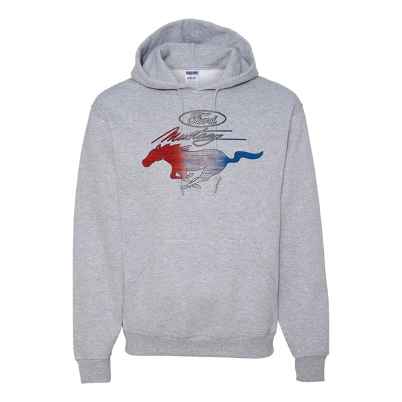 Wild Bobby, Classic Ford Mustang Car Logo, Cars and Trucks, Unisex Graphic Hoodie Sweatshirt, Heather Grey, Medium