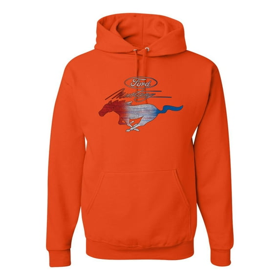 Wild Bobby, Classic Ford Mustang Car Logo, Cars and Trucks, Unisex Graphic Hoodie Sweatshirt, Orange, 3X-Large