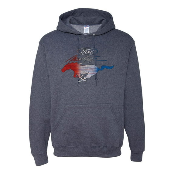 Wild Bobby, Classic Ford Mustang Car Logo, Cars and Trucks, Unisex Graphic Hoodie Sweatshirt, Vintage Heather Navy, X-Large