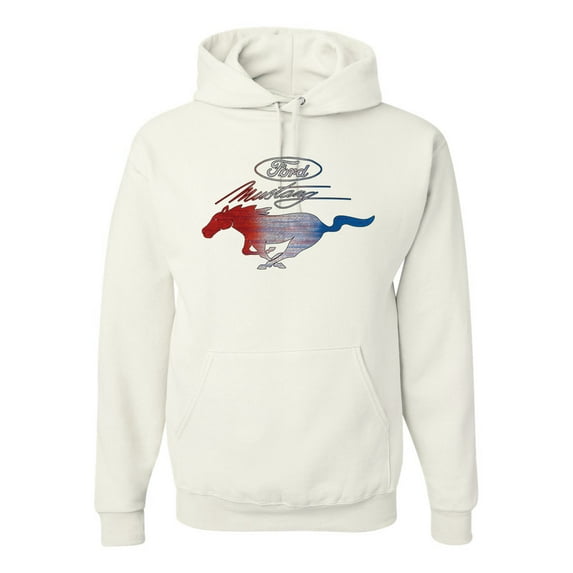 Wild Bobby, Classic Ford Mustang Car Logo, Cars and Trucks, Unisex Graphic Hoodie Sweatshirt, White, Small