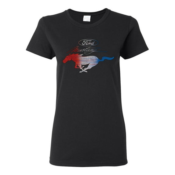 Wild Bobby, Classic Ford Mustang Car Logo, Cars and Trucks, Womens Graphic T-Shirt, Black, Medium