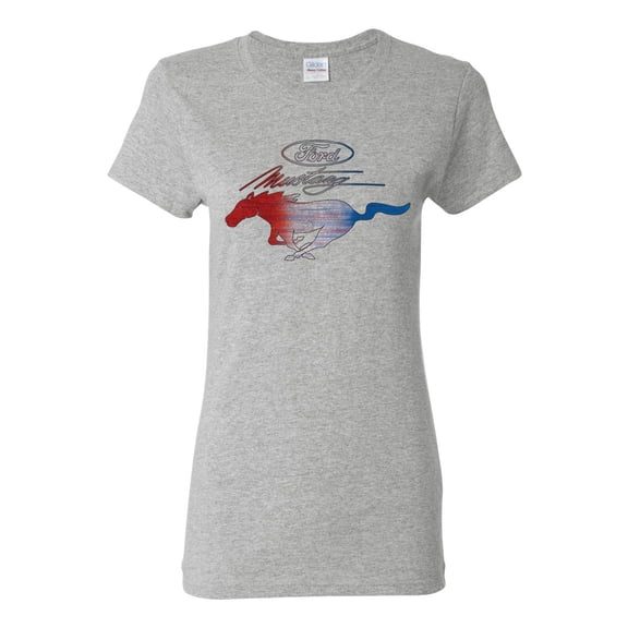 Wild Bobby, Classic Ford Mustang Car Logo, Cars and Trucks, Womens Graphic T-Shirt, Heather Grey, Small