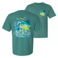 thumbnail image 1 of Wild Bobby, Classic Fresh Mahi Classic Nautical Fish, Fishing, Front and Back Garment-Dyed Short Sleeve Tees, Emerald, Small, 1 of 3