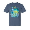 thumbnail image 1 of Wild Bobby, Classic Fresh Mahi Classic Nautical, Fish, Garment-Dyed Washed Look Short Sleeve Tees, Navy, 2XL, 1 of 3