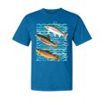 thumbnail image 1 of Wild Bobby, Classic Rainbow Brook Brown Trout, Fish, Trio Garment-Dyed Washed Look Short Sleeve Tees, Cobalt, Medium, 1 of 3