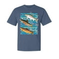 thumbnail image 1 of Wild Bobby, Classic Rainbow Brook Brown Trout, Fish, Trio Garment-Dyed Washed Look Short Sleeve Tees, Navy, Medium, 1 of 3