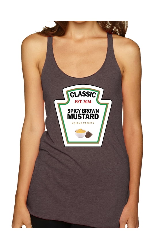 Classic Spicy Brown Mustard Sauce Funny Condiment Tshirt Suit DIY Costume Tee - Halloween Women Tri-Blend Racerback Tank Top