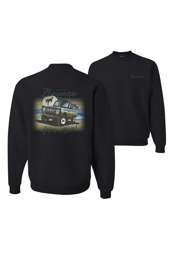 , Classic Vintage Ford Bronco Enjoy The Ride, Cars and Trucks, Front and Back Unisex Crewneck Graphic Sweatshirt, Black, Small