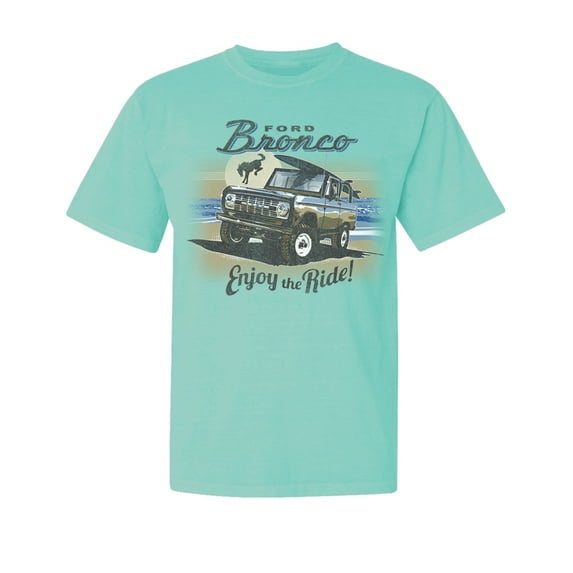 Wild Bobby, Classic Vintage Ford Bronco Enjoy The Ride, Cars and Trucks, Garment-Dyed Washed Look Short Sleeve Tees, Mint, Small