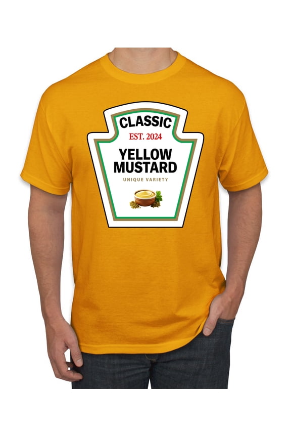 Classic Yellow Mustard Sauce Funny Condiment Tshirt Suit DIY Costume Tee Men Tee
