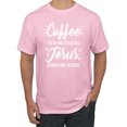 thumbnail image 1 of Wild Bobby Coffee Gets Me Started Jesus Keeps Me Going Inspirational/Christian Men Graphic Tee, Light Pink, Medium, 1 of 5