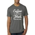 thumbnail image 1 of Wild Bobby Coffee Gets Me Started Jesus Keeps Me Going Inspirational/Christian Men Premium Tri Blend Tee, Dark Heather, Medium, 1 of 5
