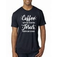 thumbnail image 1 of Wild Bobby Coffee Gets Me Started Jesus Keeps Me Going Inspirational/Christian Men Premium Tri Blend Tee, Vintage Navy, X-Large, 1 of 5