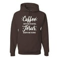 thumbnail image 1 of Wild Bobby Coffee Gets Me Started Jesus Keeps Me Going Inspirational/Christian Unisex Graphic Hoodie Sweatshirt, Brown, 3X-Large, 1 of 5