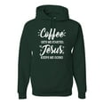 thumbnail image 1 of Wild Bobby, Coffee Gets Me Started Jesus Keeps Me Going Inspirational/Christian Unisex Graphic Hoodie Sweatshirt, Forest Green, Medium, 1 of 5