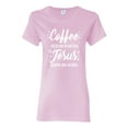 thumbnail image 1 of Wild Bobby Coffee Gets Me Started Jesus Keeps Me Going Inspirational/Christian Women Graphic Tee, Light Pink, Medium, 1 of 5