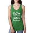 thumbnail image 1 of Wild Bobby Coffee Gets Me Started Jesus Keeps Me Going Inspirational/Christian Women Racerback Tank Top, Kelly, Medium, 1 of 5