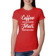thumbnail image 1 of Wild Bobby Coffee Gets Me Started Jesus Keeps Me Going Inspirational/Christian Women Slim Fit Junior Tee, Red, Large, 1 of 5