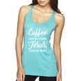 thumbnail image 1 of Wild Bobby Coffee Gets Me Started Jesus Keeps Me Going Inspirational/Christian Women Tri-Blend Racerback Tank Top, Tahiti Blue, X-Large, 1 of 5