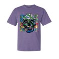 thumbnail image 1 of Wild Bobby, Colorful Abstract Skull Face, Animal Lover, Garment-Dyed Washed Look Short Sleeve T-Shirt, Purple, Small, 1 of 3