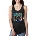 thumbnail image 1 of Wild Bobby, Colorful Abstract Skull Face Streetwear Ladies Racerback Tank Top, Black, Small, 1 of 3