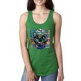 thumbnail image 1 of Wild Bobby, Colorful Abstract Skull Face Streetwear Ladies Racerback Tank Top, Kelly, Large, 1 of 3