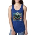 thumbnail image 1 of Wild Bobby, Colorful Abstract Skull Face Streetwear Ladies Racerback Tank Top, Royal, X-Large, 1 of 3