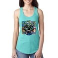 thumbnail image 1 of Wild Bobby, Colorful Abstract Skull Face Streetwear Ladies Racerback Tank Top, Tahiti Blue, Medium, 1 of 3