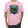 thumbnail image 1 of Wild Bobby, Colorful Abstract Skull Face Streetwear Men's Graphic T-Shirt, Light Pink, Small, 1 of 3