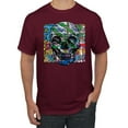 thumbnail image 1 of Wild Bobby, Colorful Abstract Skull Face Streetwear Men's Graphic T-Shirt, Maroon, 5XL, 1 of 3