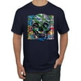 thumbnail image 1 of Wild Bobby, Colorful Abstract Skull Face Streetwear Men's Graphic T-Shirt, Navy, Large, 1 of 3