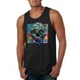 thumbnail image 1 of Wild Bobby, Colorful Abstract Skull Face Streetwear Mens Graphic Tank Top, Black, Small, 1 of 3
