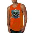 thumbnail image 1 of Wild Bobby, Colorful Abstract Skull Face Streetwear Mens Graphic Tank Top, Orange, 2XL, 1 of 3