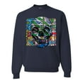 thumbnail image 1 of Wild Bobby, Colorful Abstract Skull Face Streetwear Unisex Crewneck Graphic Sweatshirt, Navy, 3XL, 1 of 3