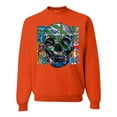 thumbnail image 1 of Wild Bobby, Colorful Abstract Skull Face Streetwear Unisex Crewneck Graphic Sweatshirt, Orange, 2XL, 1 of 3