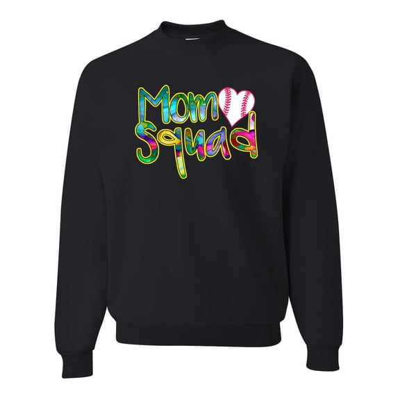 Wild Bobby, Colorful Baseball Mom Squad, Sports, Unisex Crewneck Graphic Sweatshirt, Black, Small