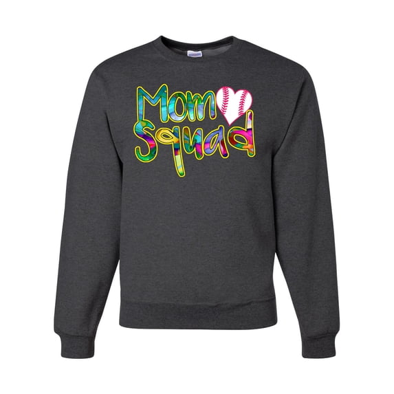 Wild Bobby, Colorful Baseball Mom Squad, Sports, Unisex Crewneck Graphic Sweatshirt, Heather Black, X-Large