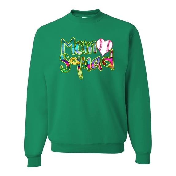 Wild Bobby, Colorful Baseball Mom Squad, Sports, Unisex Crewneck Graphic Sweatshirt, Kelly, 4X-Large