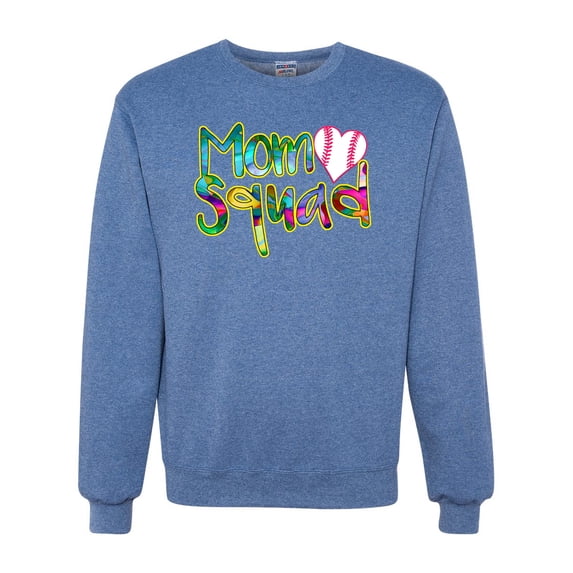 Wild Bobby, Colorful Baseball Mom Squad, Sports, Unisex Crewneck Graphic Sweatshirt, Vintage Heather Blue, Large